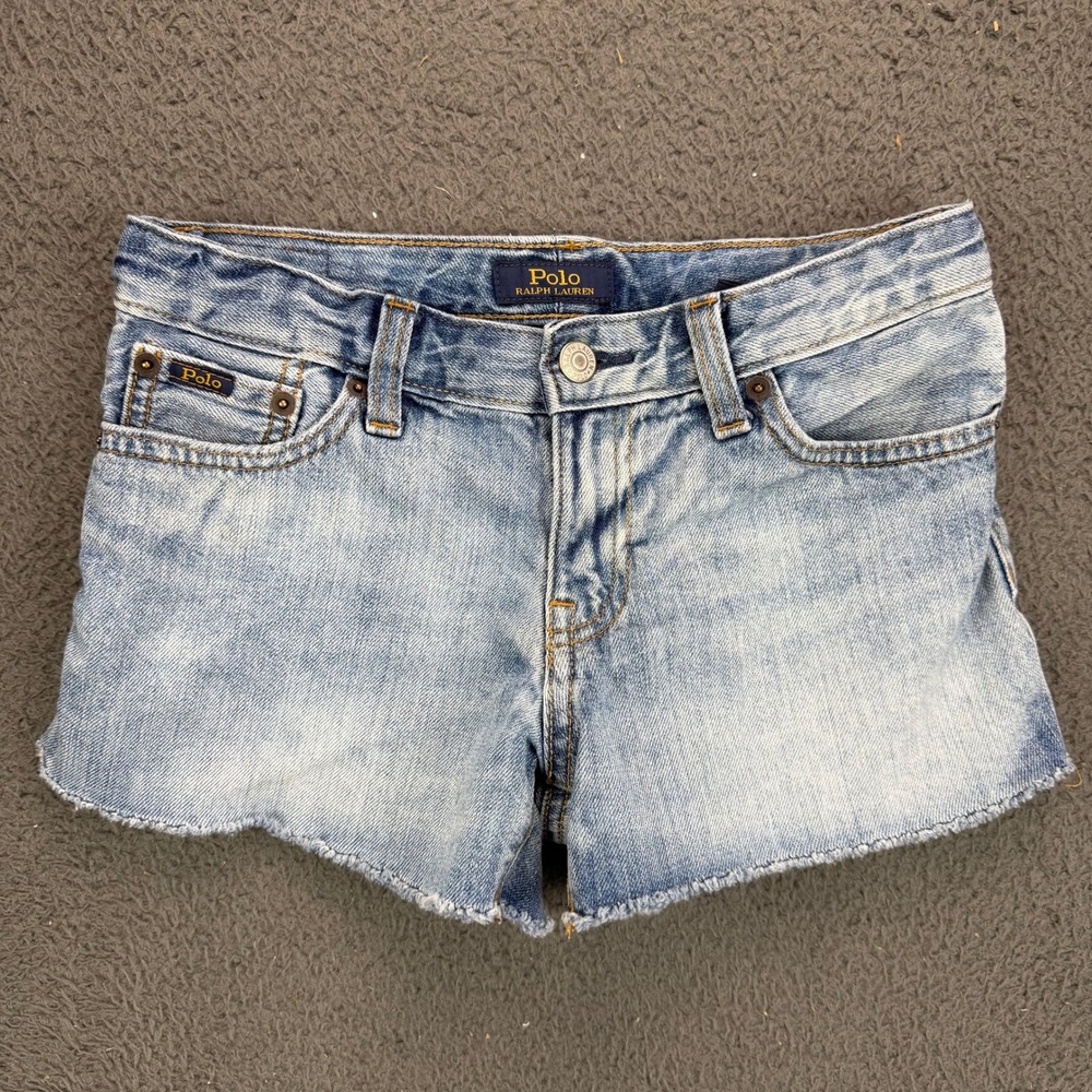 Polo Ralph Lauren Light Wash Denim Cutoff Shorts Womens Blue Raw Hem